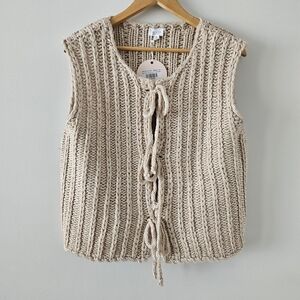 Beige Knit Sleeveless Vest